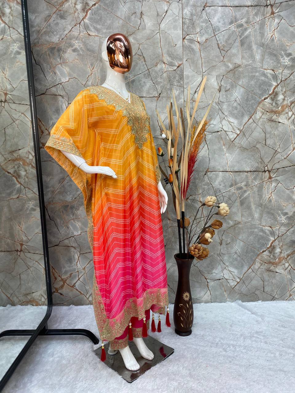 Designer Chinon Yellow Kurta Set