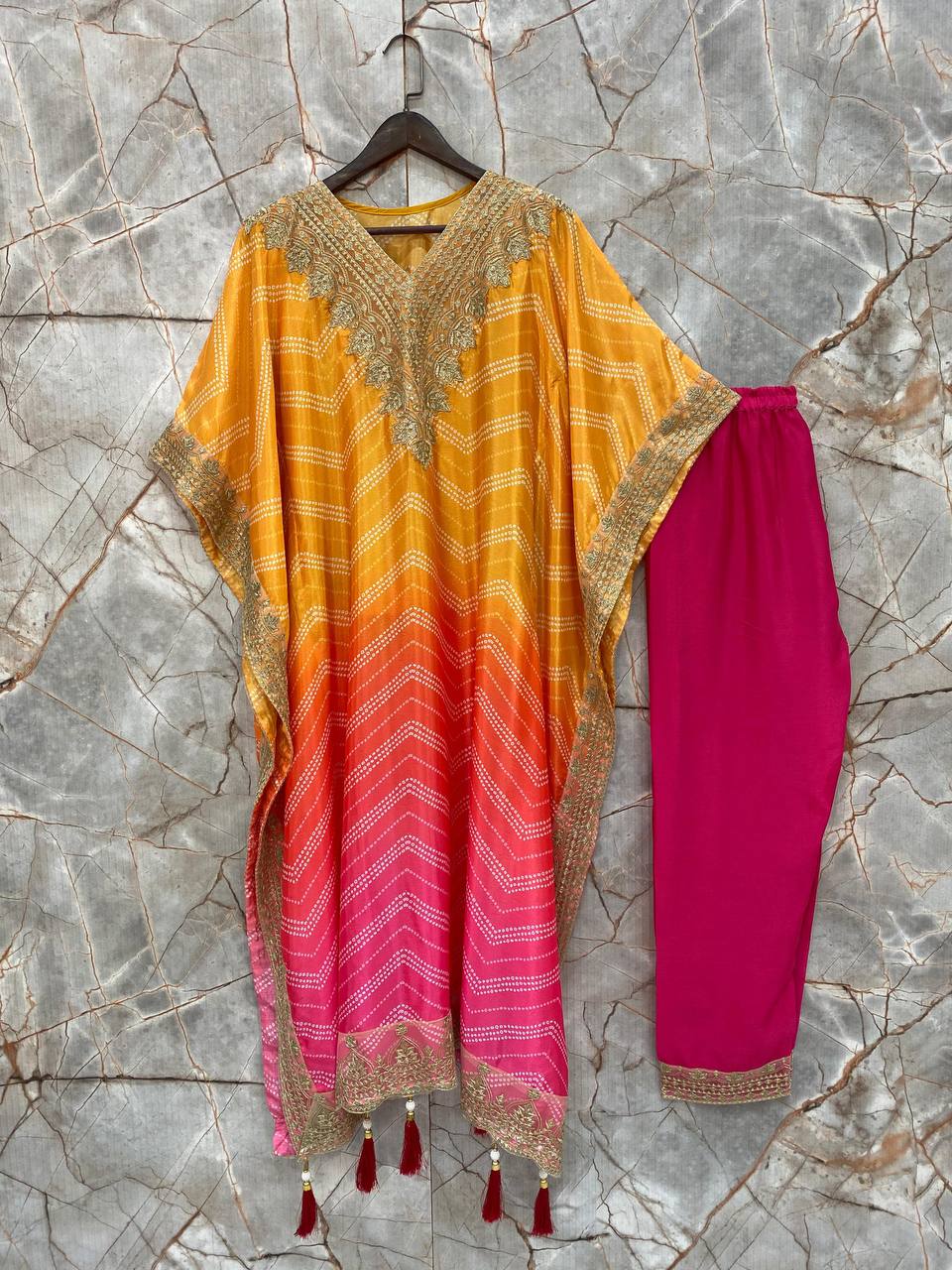 Designer Chinon Yellow Kurta Set
