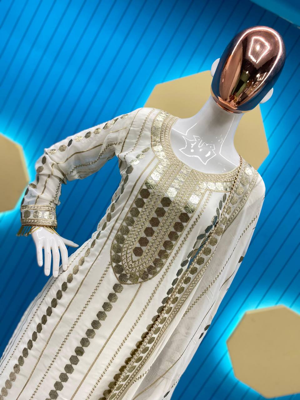 White Party Wear Georgette Kurta Set