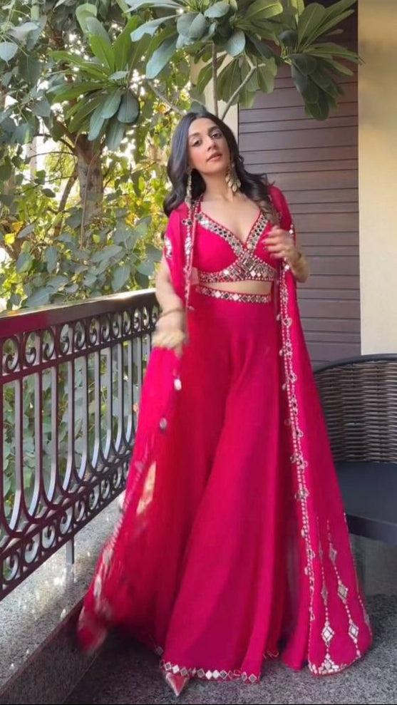 Wedding Wear Georgette Pink Plazzo Set