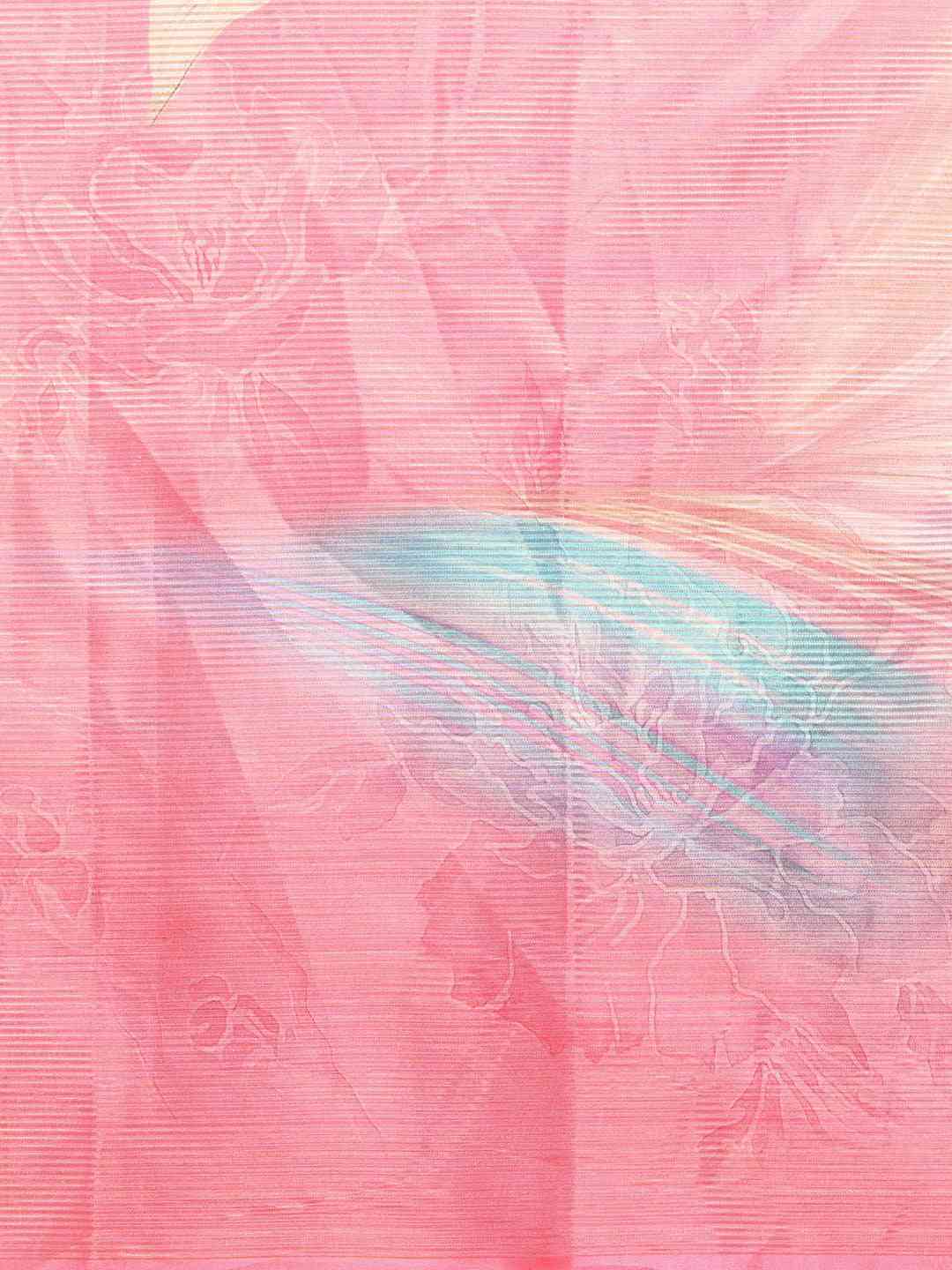 Maheshwari Floral Pink Colour Printed Saree With Zari Border