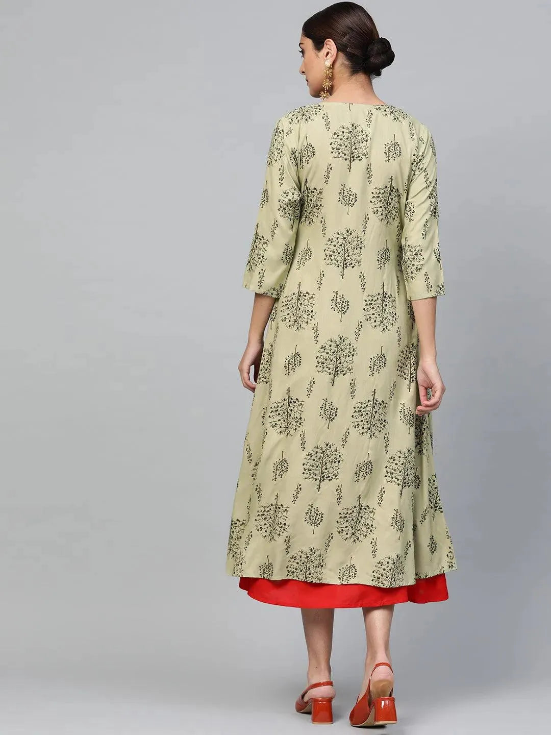 Red Solid Rayon Dress With Shrug by My Store