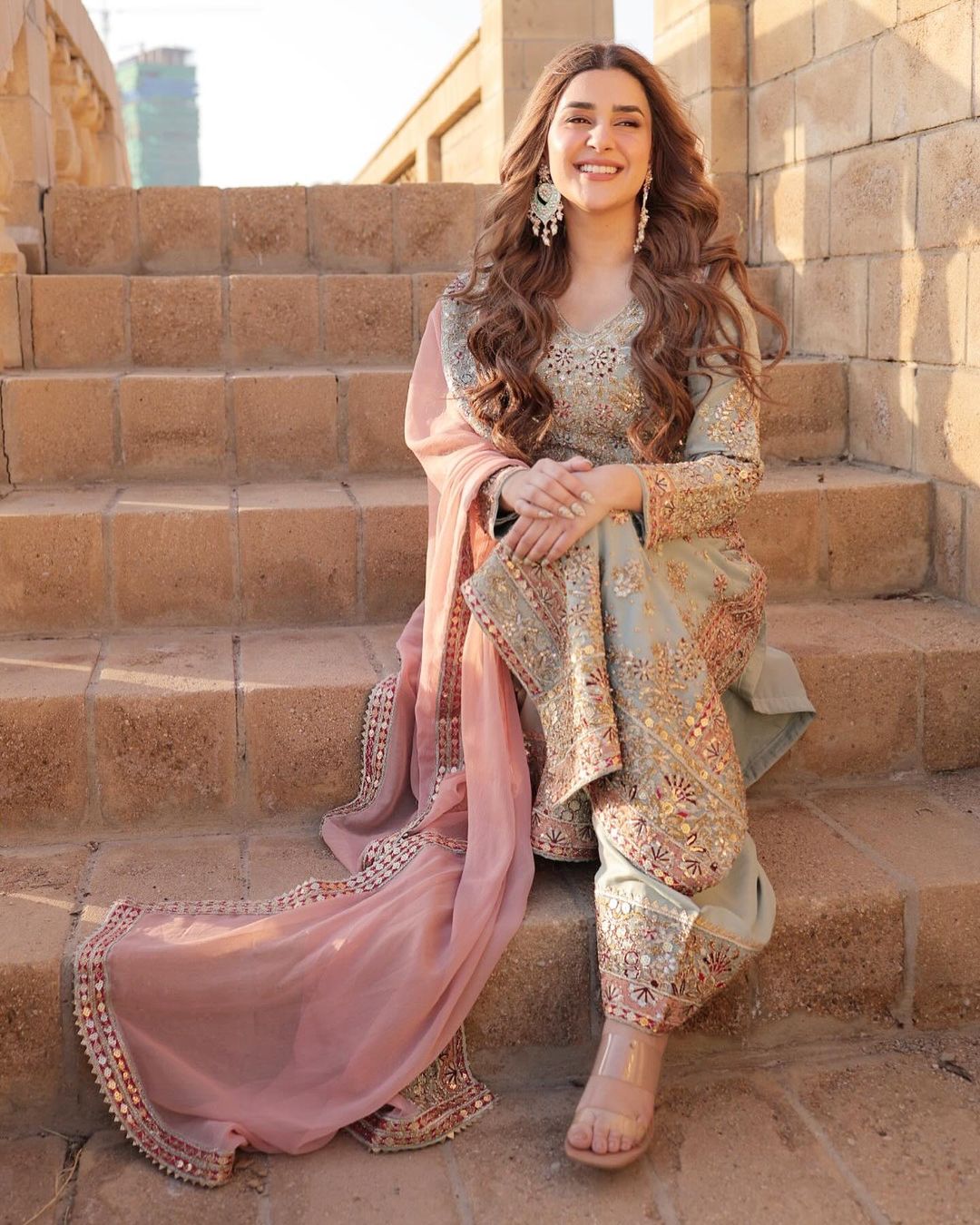 Shriyanshi Sky Blue Embroidered Kurti Sharara Set by My Store