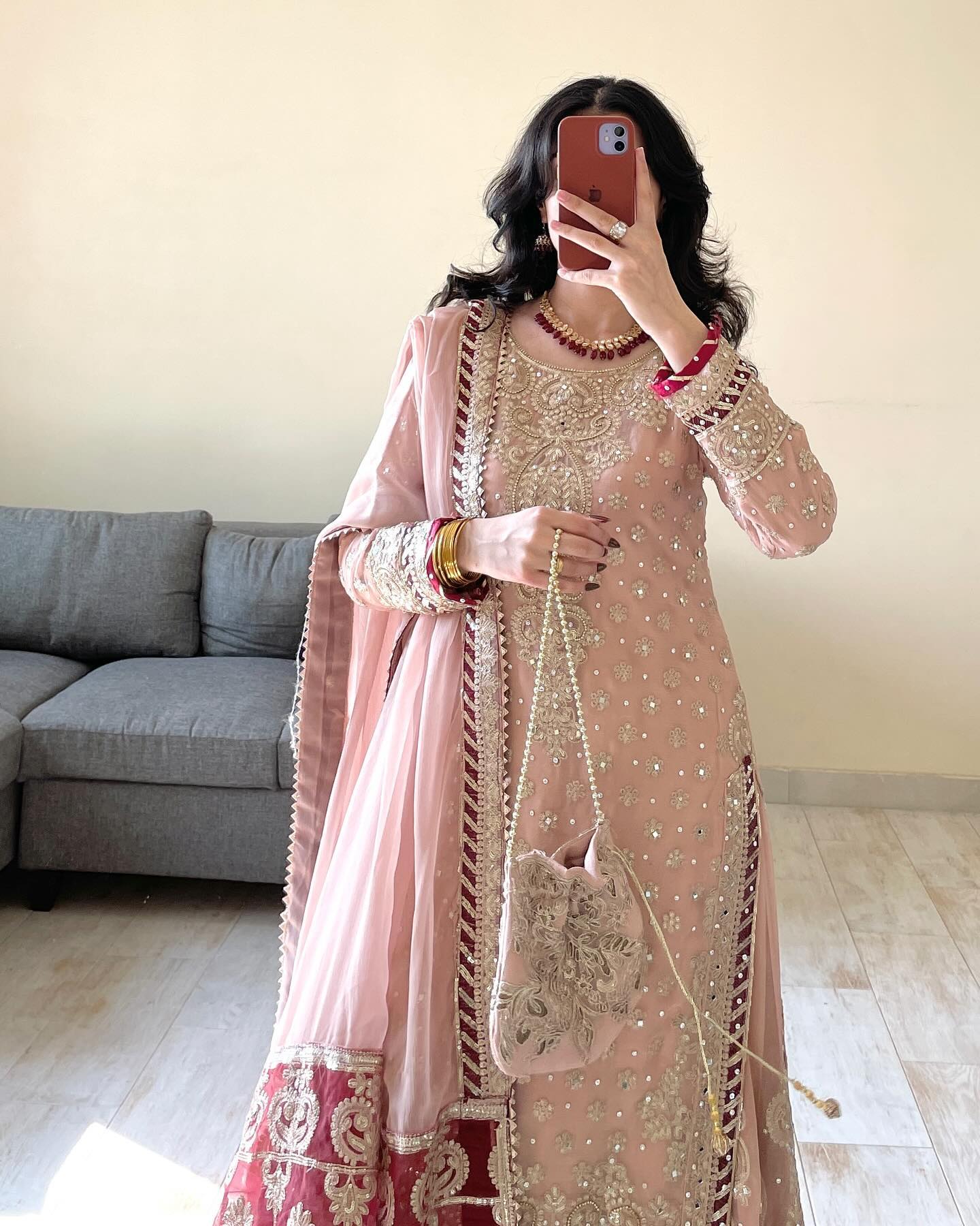 Vihana Pink Embroidered Kurti Sharara Set by My Store