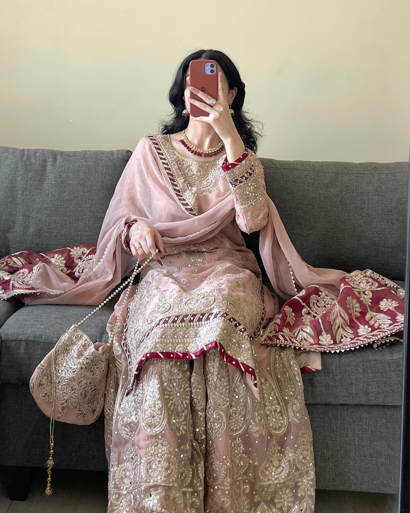 Vihana Pink Embroidered Kurti Sharara Set by My Store
