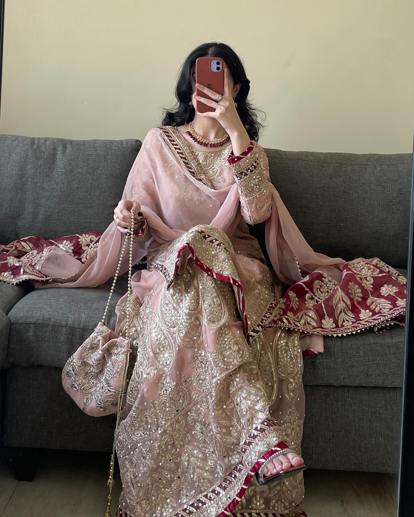 Vihana Pink Embroidered Kurti Sharara Set by My Store