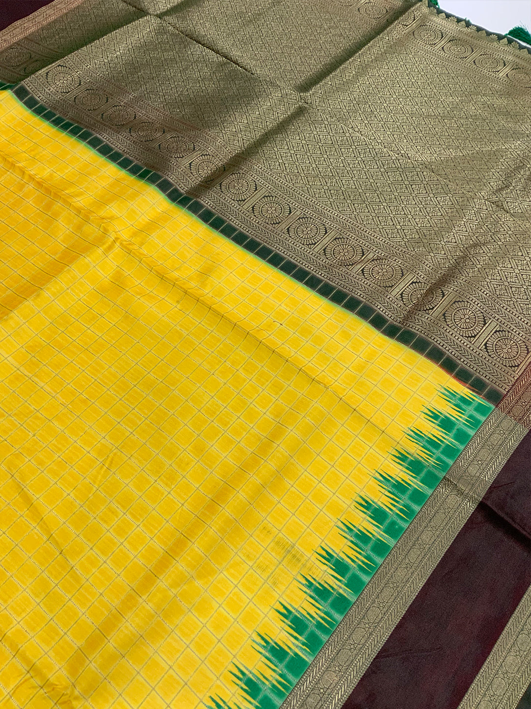 Opulent Soft Silk Satin Chex Saree by My Store