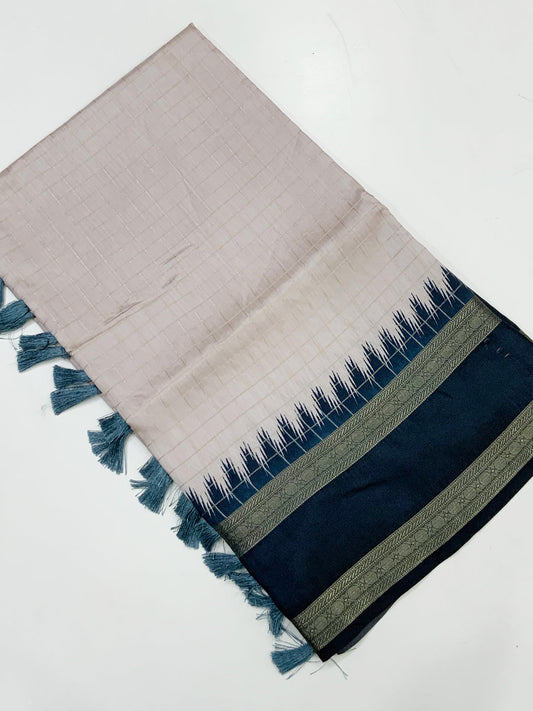 Radiance Soft Silk Satin Chex Saree by My Store