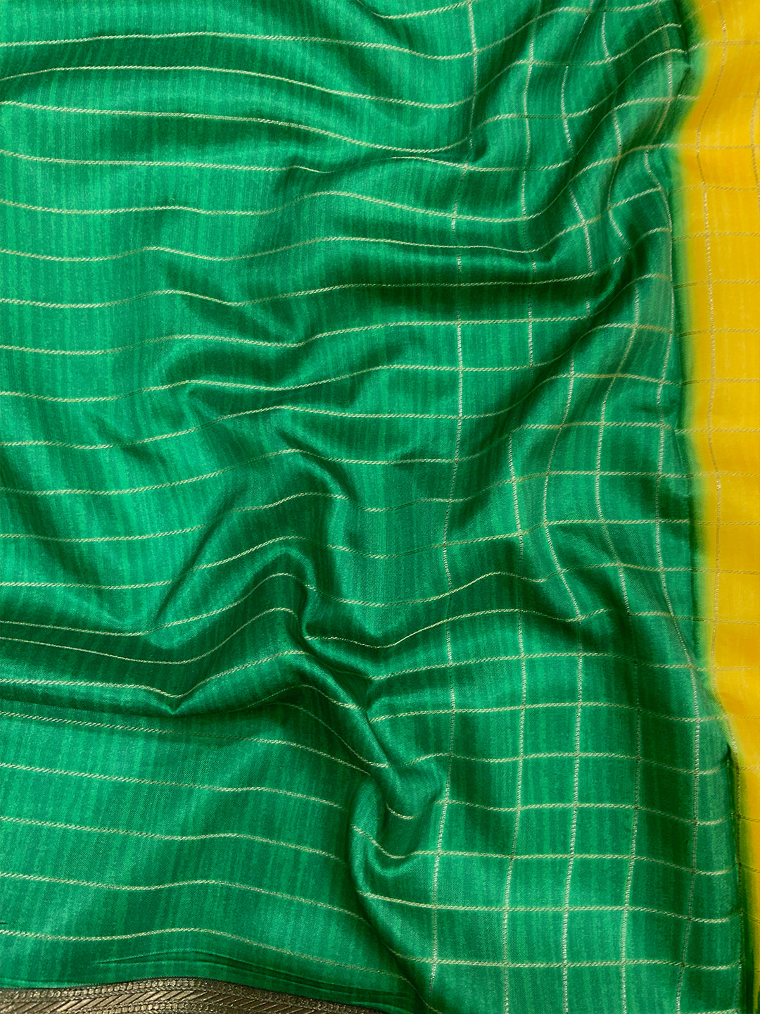 Opulent Soft Silk Satin Chex Saree by My Store