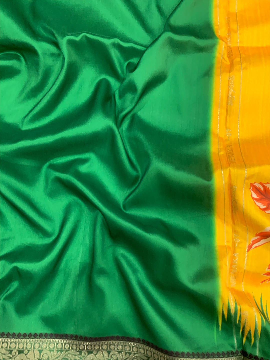 Mustard Floral Gold Zari Weaving Check Saree by My Store