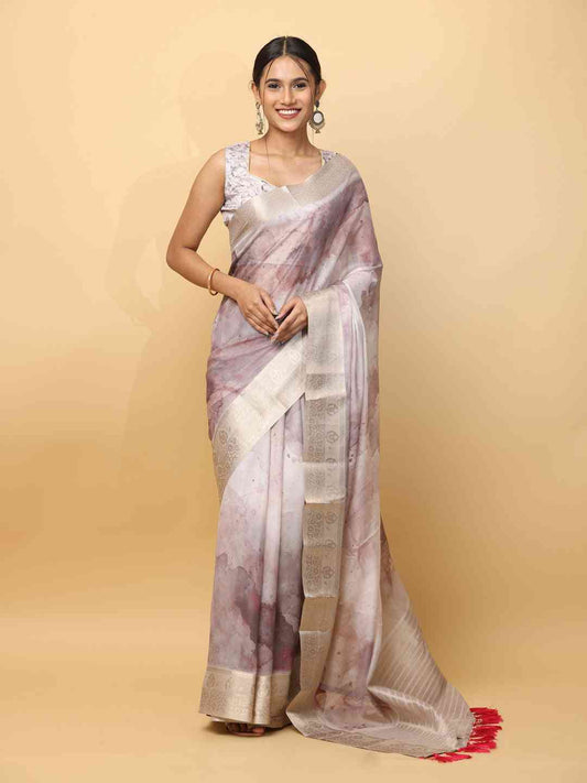 Soft Organza Digital Print Party Wear Saree by My Store