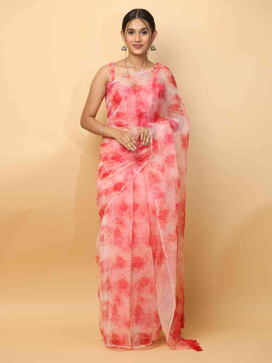 Soft Organza Digital Print Party Wear Saree by My Store