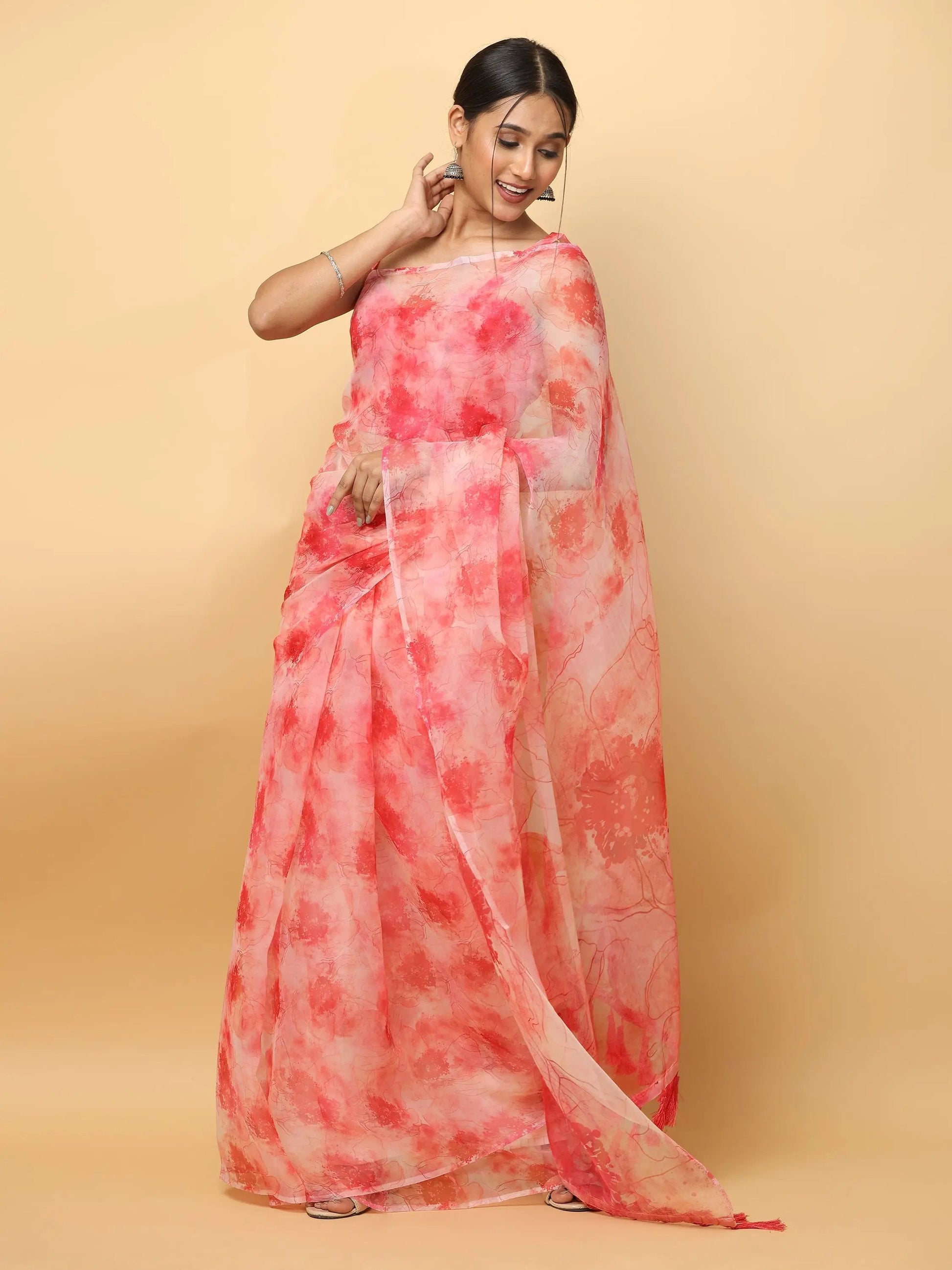 Soft Organza Digital Print Party Wear Saree by My Store