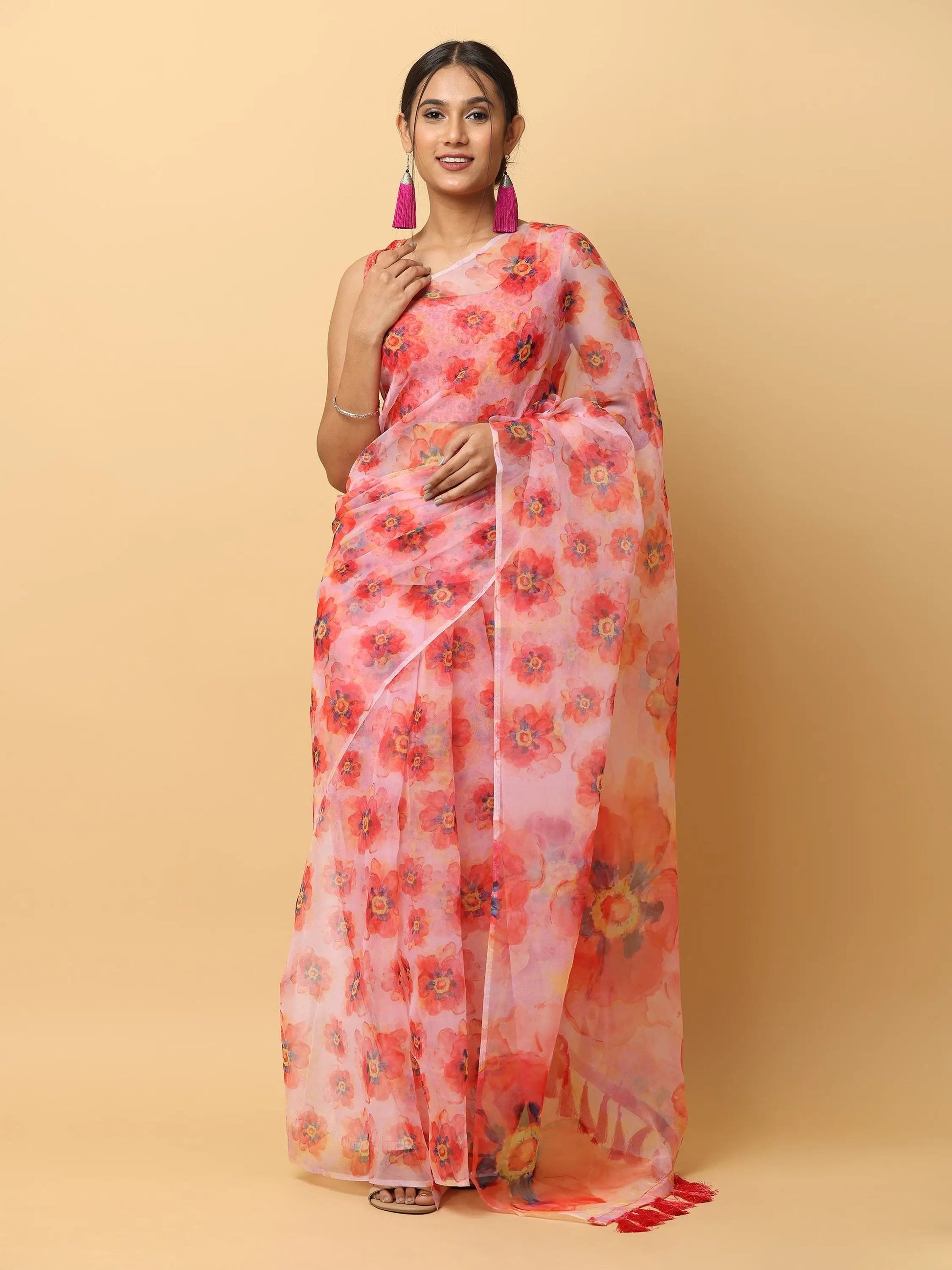 Soft Organza Digital Print Party Wear Saree by My Store