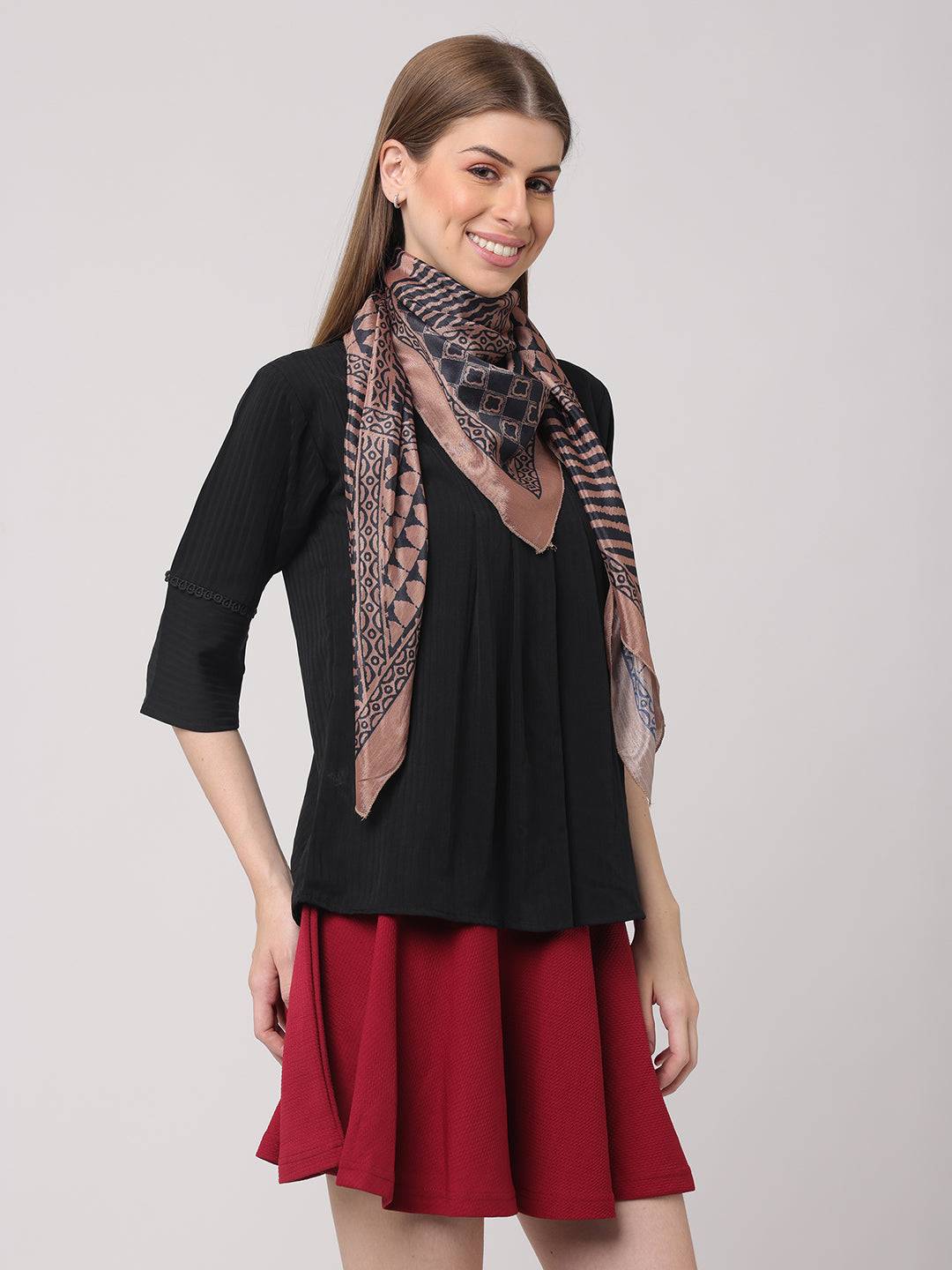 Chic Geo Pink-Black Scarf by My Store