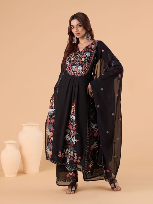 Ready To Wear Georgette Black Kurta Set
