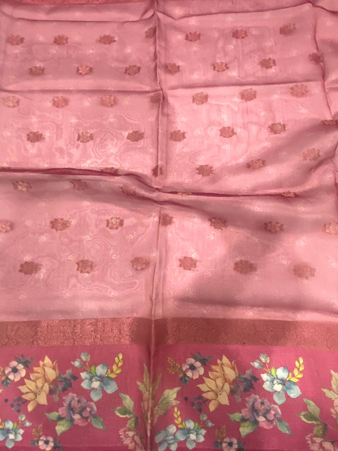 Red Tissue Digital Floral Saree by My Store