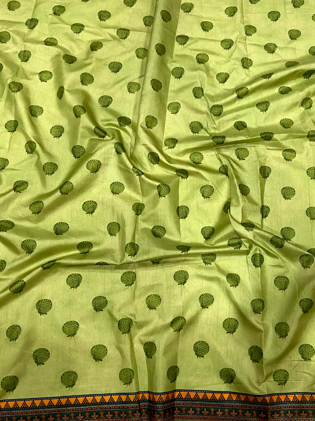 Olive Soft Dola Silk Printed Saree by My Store