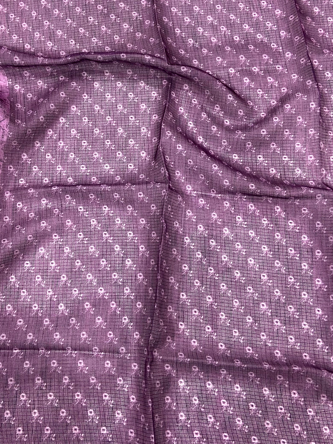 Lilac Purple Kota Doriya Floral Cut Work Saree by My Store