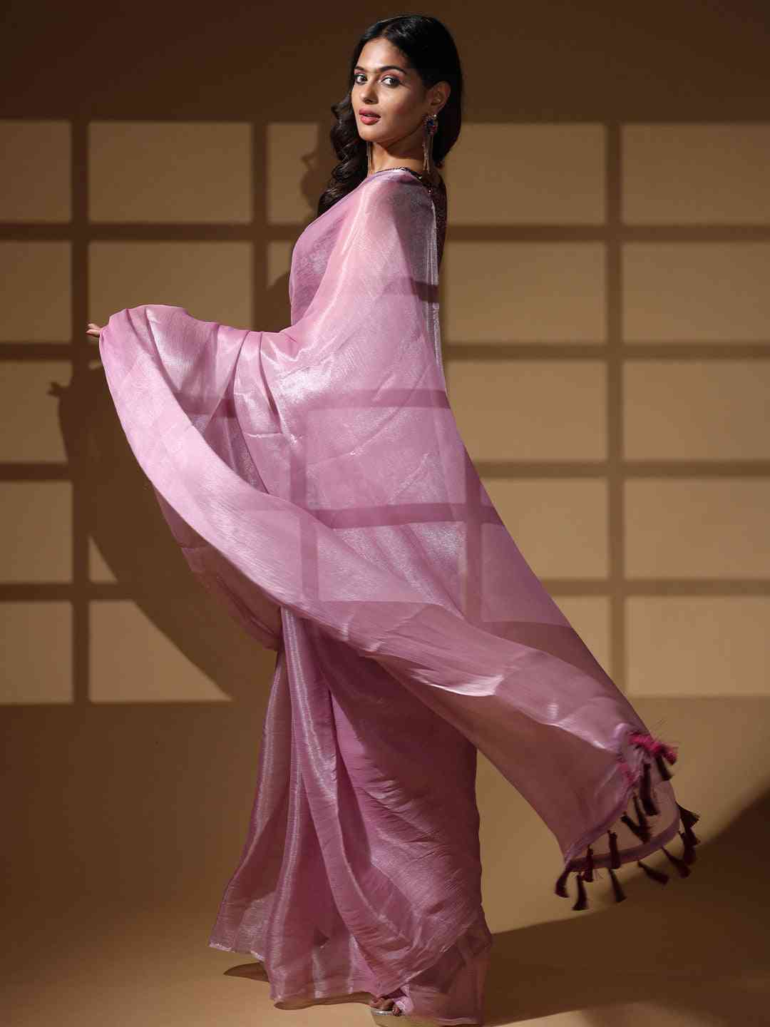 Lavender Colour Chiffon Dual Tone Party Wear Design Saree by My Store