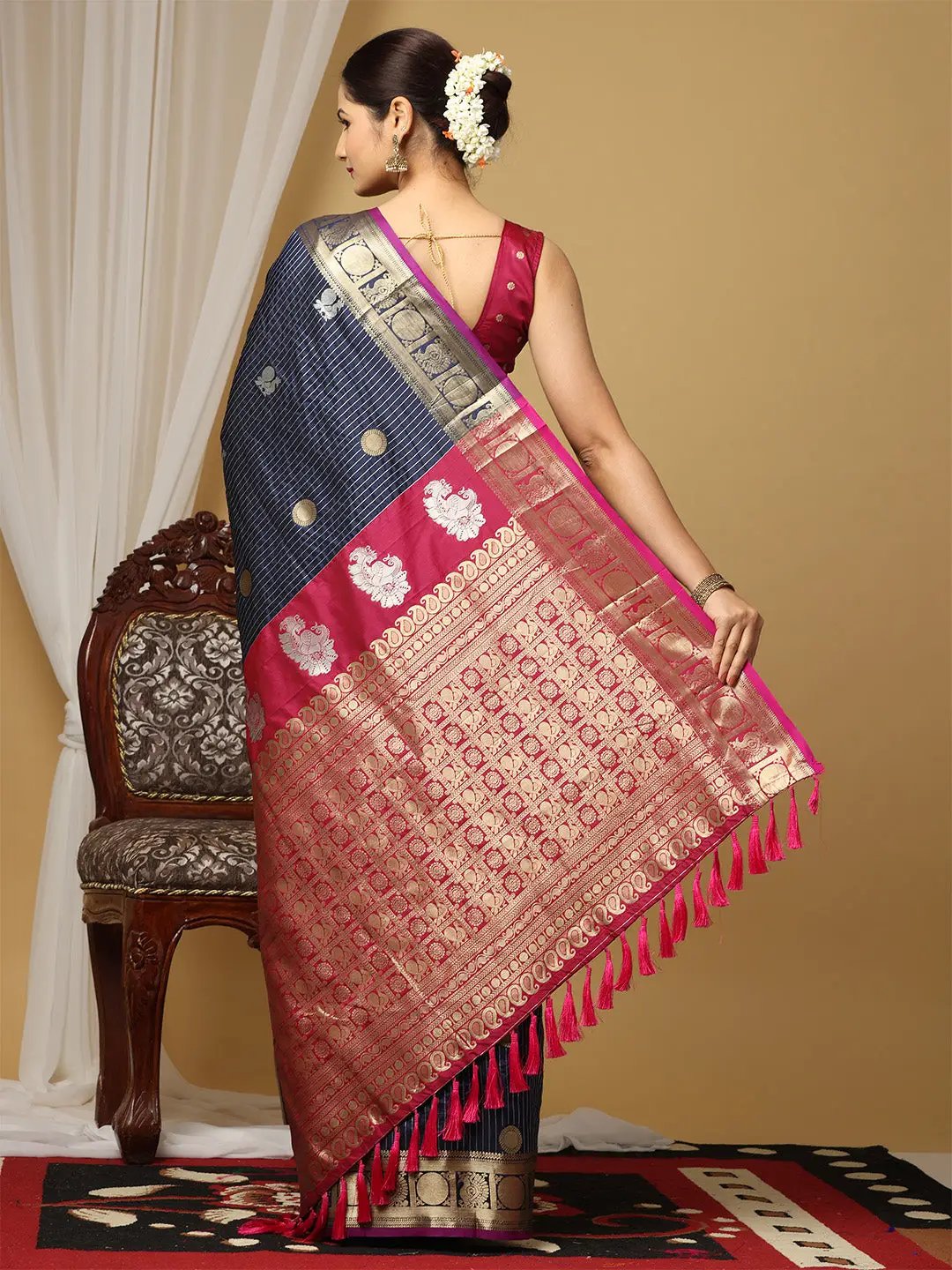 Banarasi Silk Zari Weaving Paithani Saree