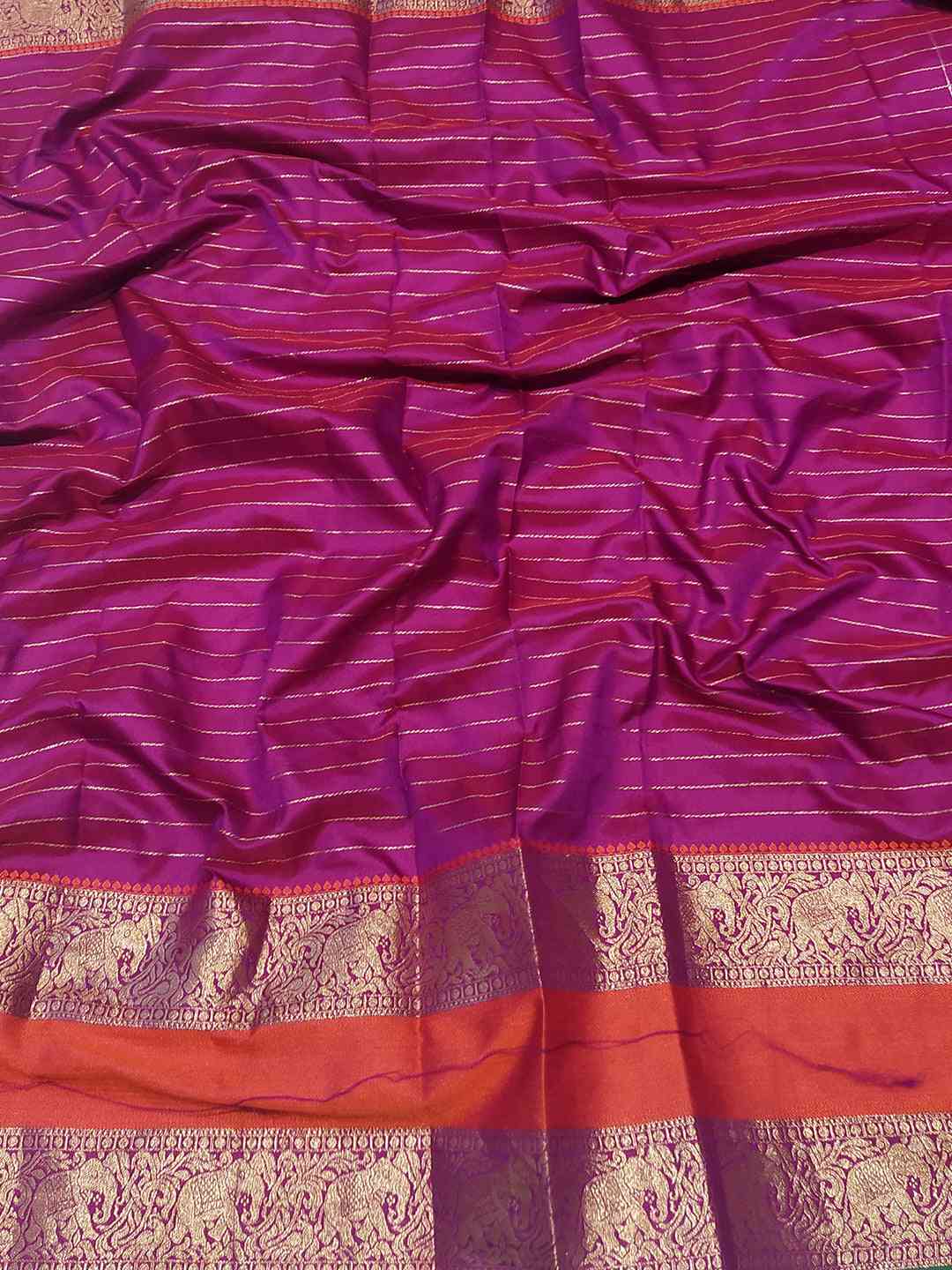 Wine Banarasi Silk Kanchi Zari Work Saree