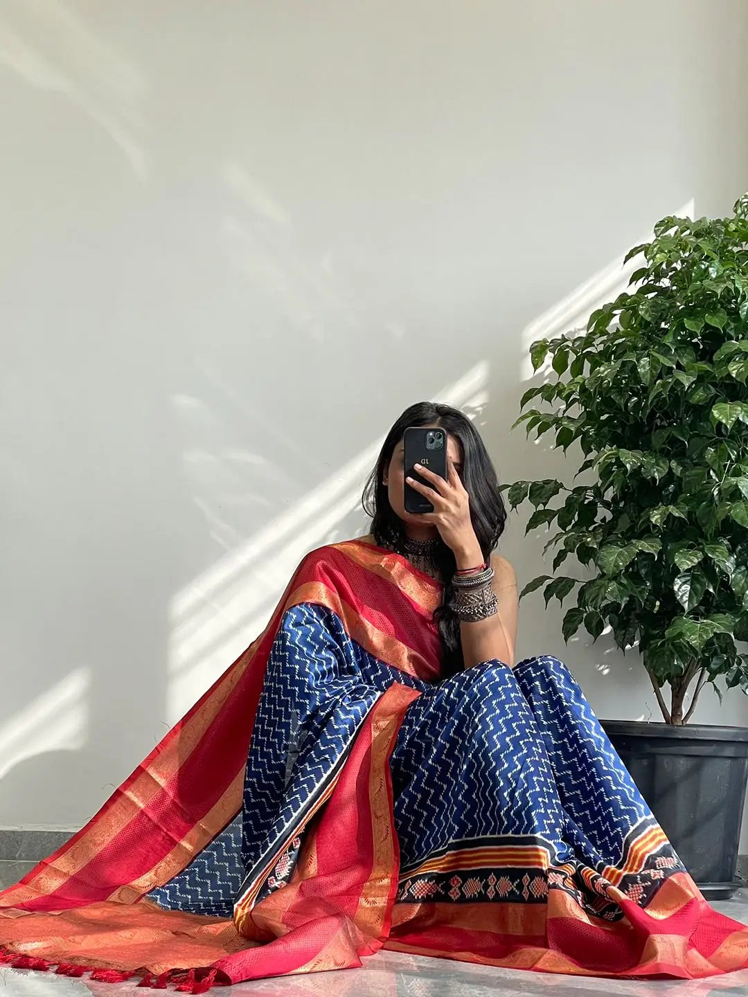 Exclusive Gadwal Border Ikkat Print Saree by My Store