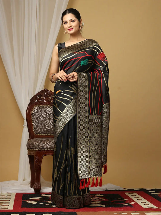 Banarasi Katan Silk Zari Design Festive Wear Saree