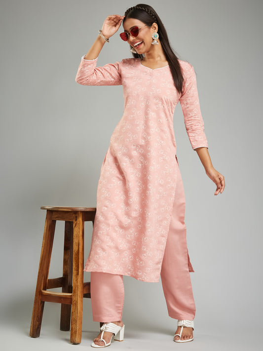 Office Wear Designer Peach Kurta Set