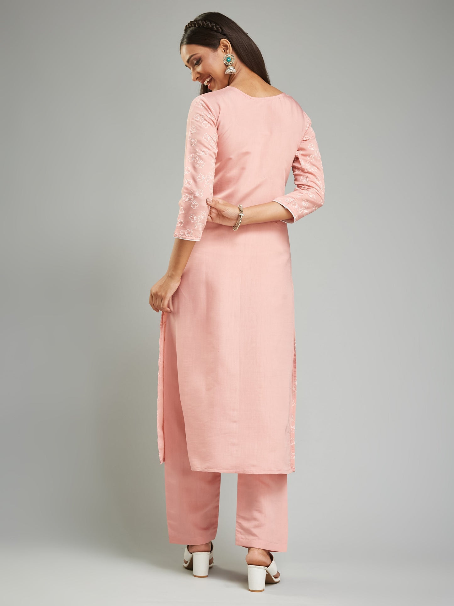 Office Wear Designer Peach Kurta Set