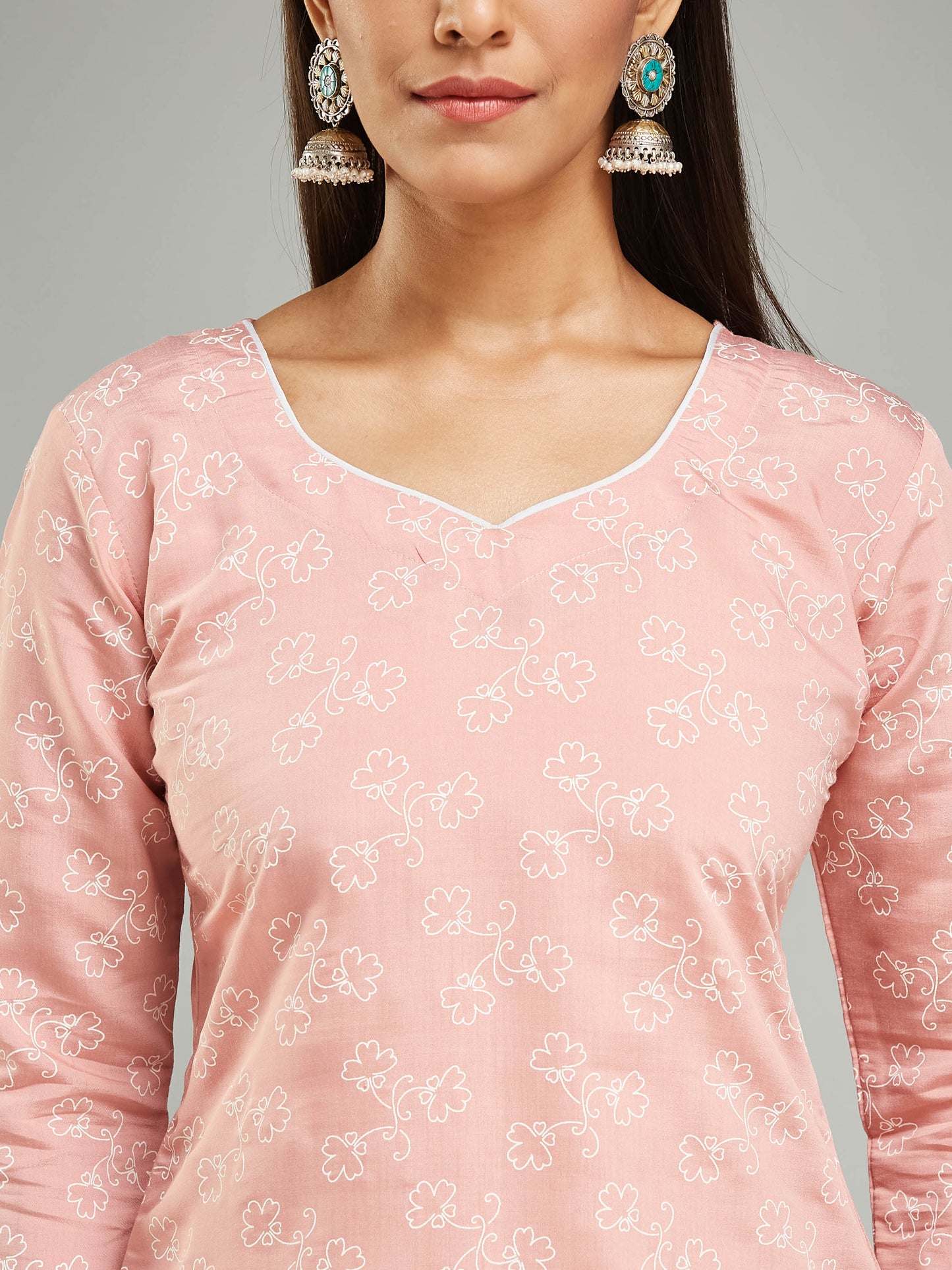 Office Wear Designer Peach Kurta Set