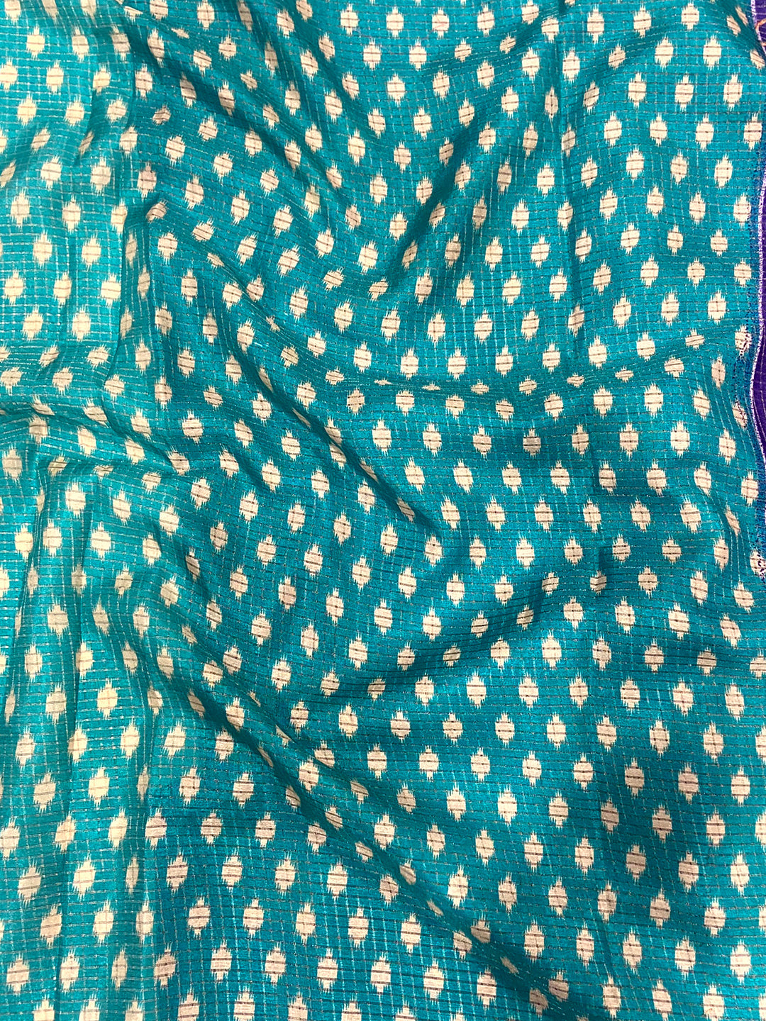 Purple Chanderi Check Sparrow Print Saree by My Store