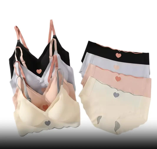 Women's Lightly Padded Wire Free Bra Panty Lingerie Set for Girl's Combo (Pack of 4) - My Store