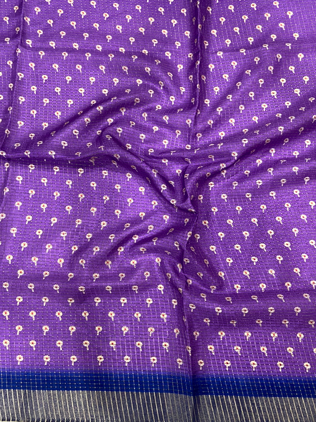 Lavender Chanderi Check Sparrow Print Saree