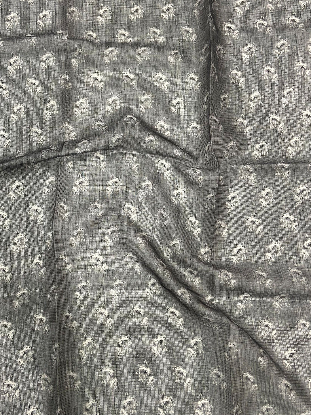 Charcoal Grey Floral Cut Work Kota Saree by My Store
