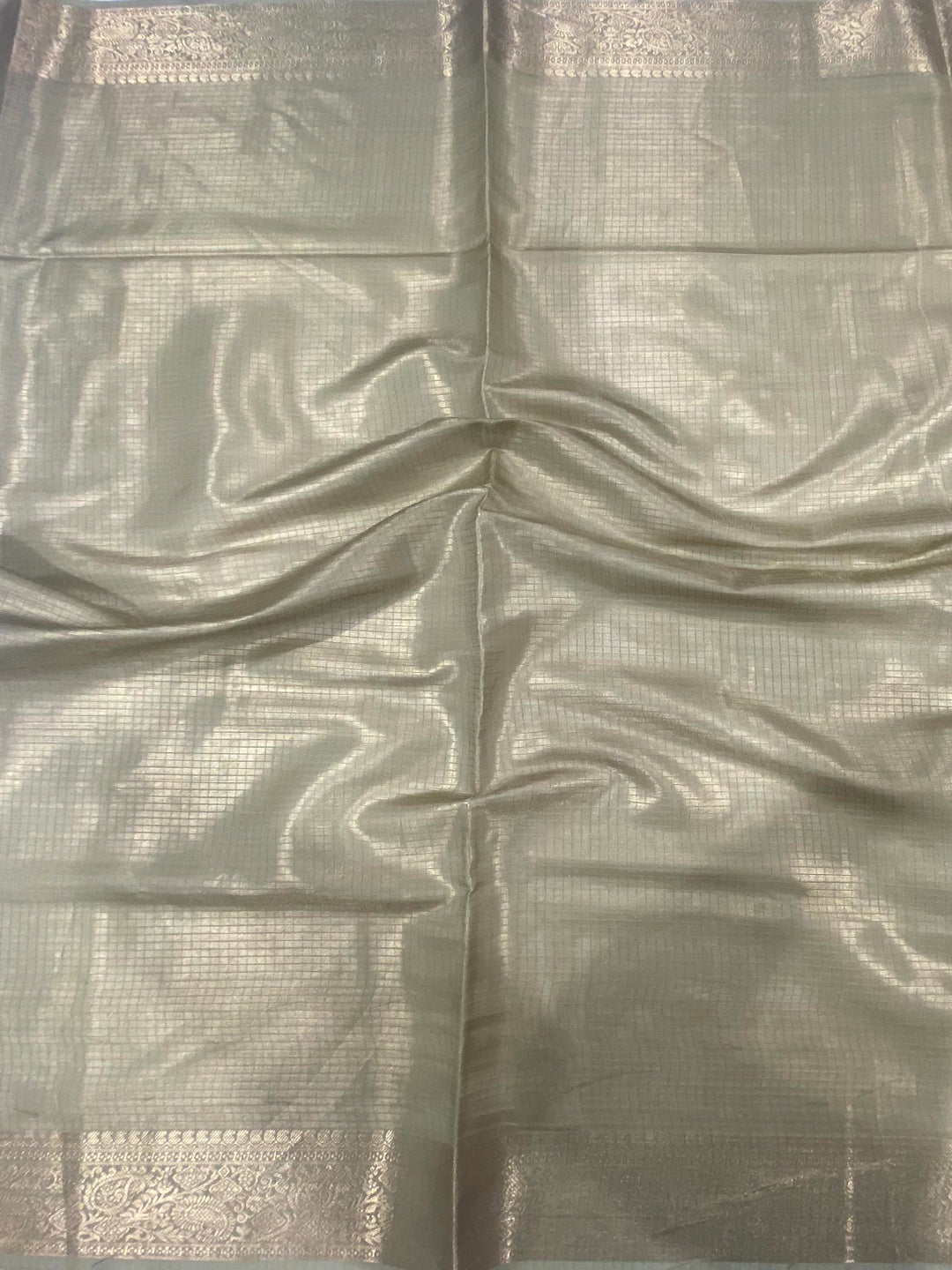 Stylish Olive Self Gold Zari Floral Print Saree by My Store