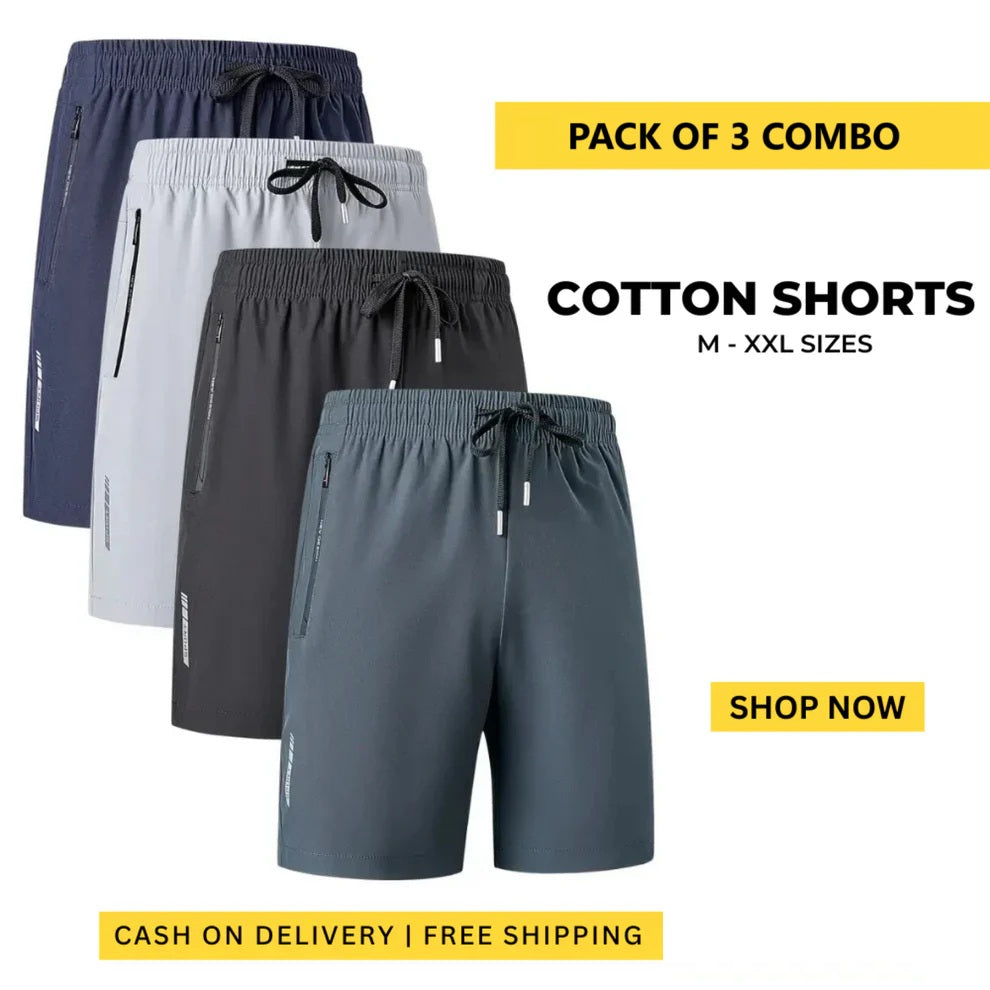 Men's Stretch Shorts (Pack of 3) | Soft & Breathable Summer Wear