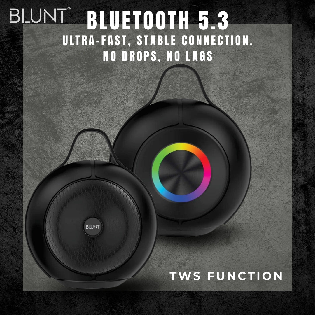BLUNT SOUNDWAVE B5 – 15W RGB Bluetooth Speaker with 12H Playtime, TWS, FM & More