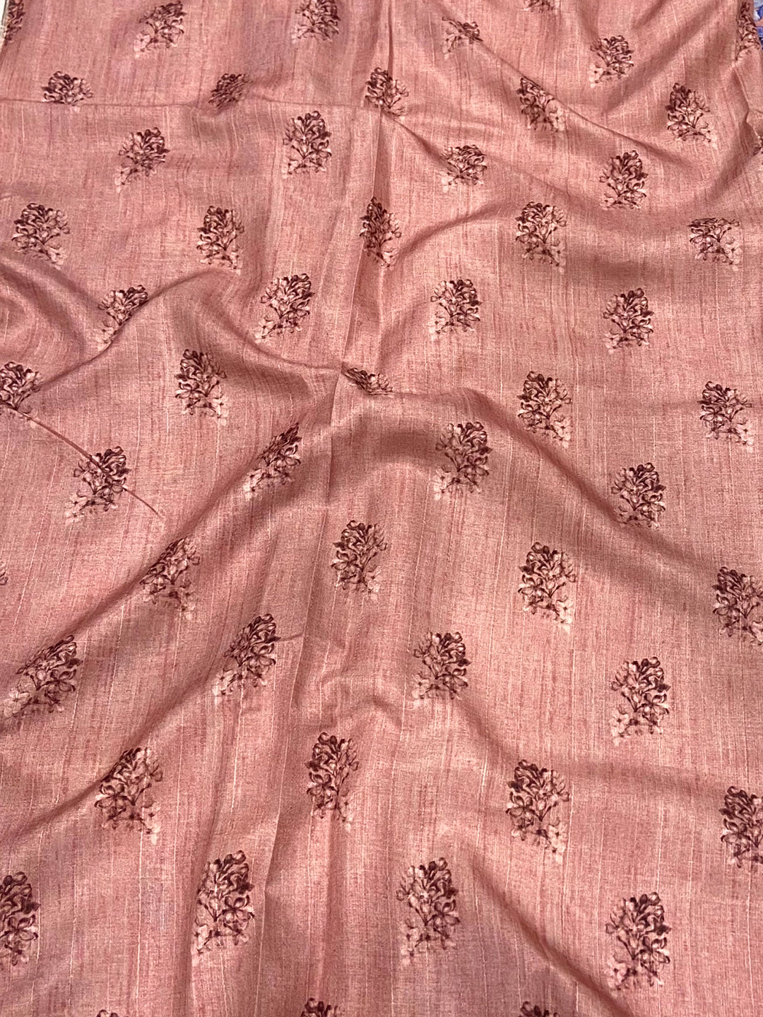 Off White Tussar Ghicha Silk Saree by My Store