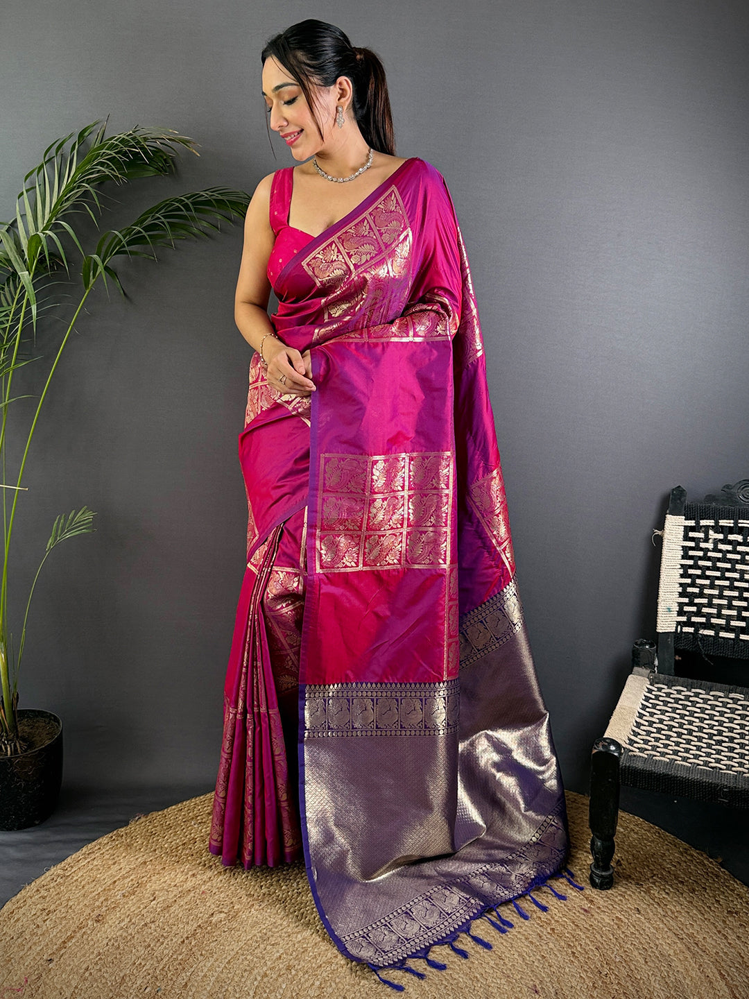 Wine Majesty Soft Silk Saree