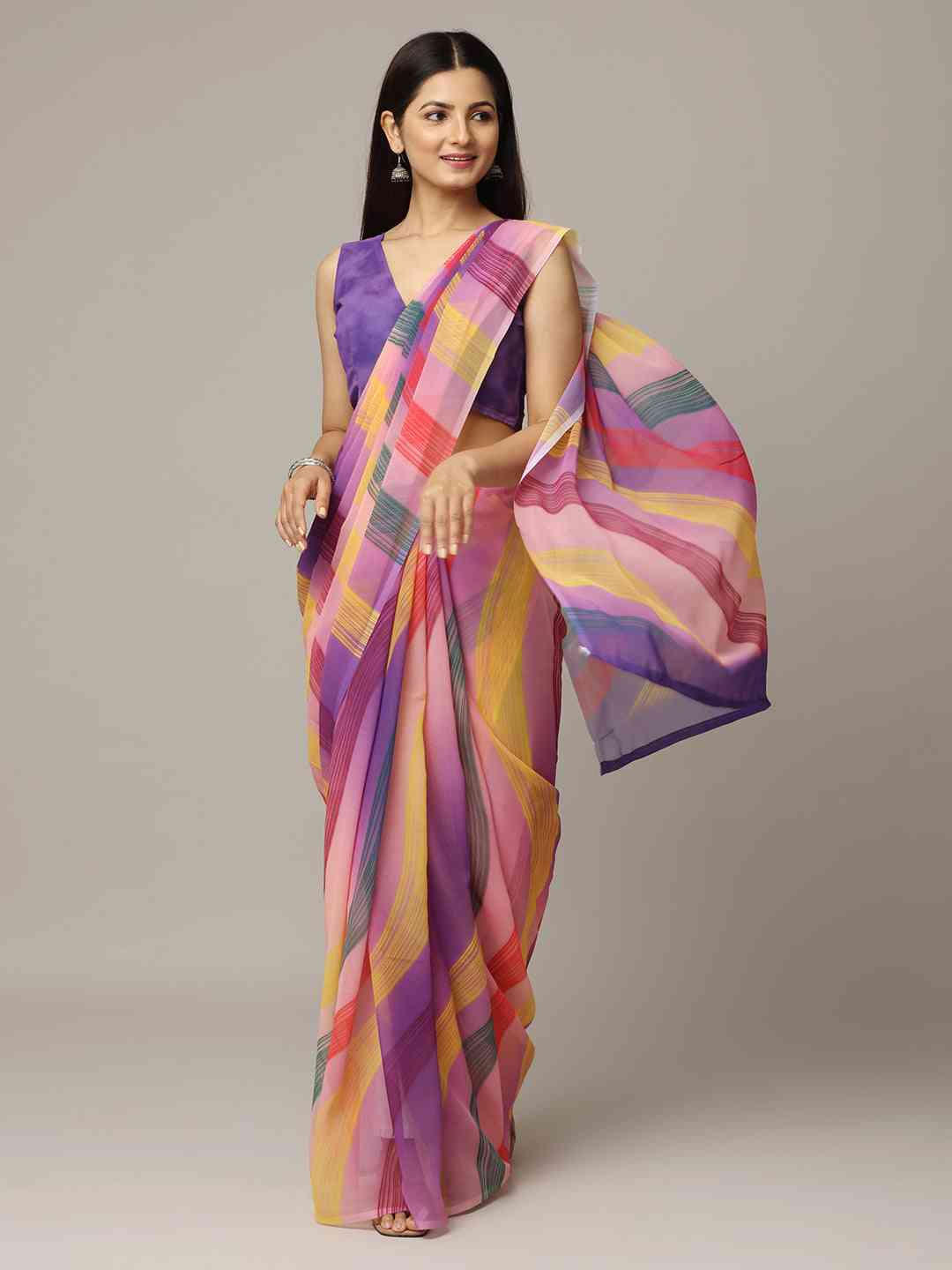 Leheriya Soft Georgette Digital Print Party Wear Saree by My Store