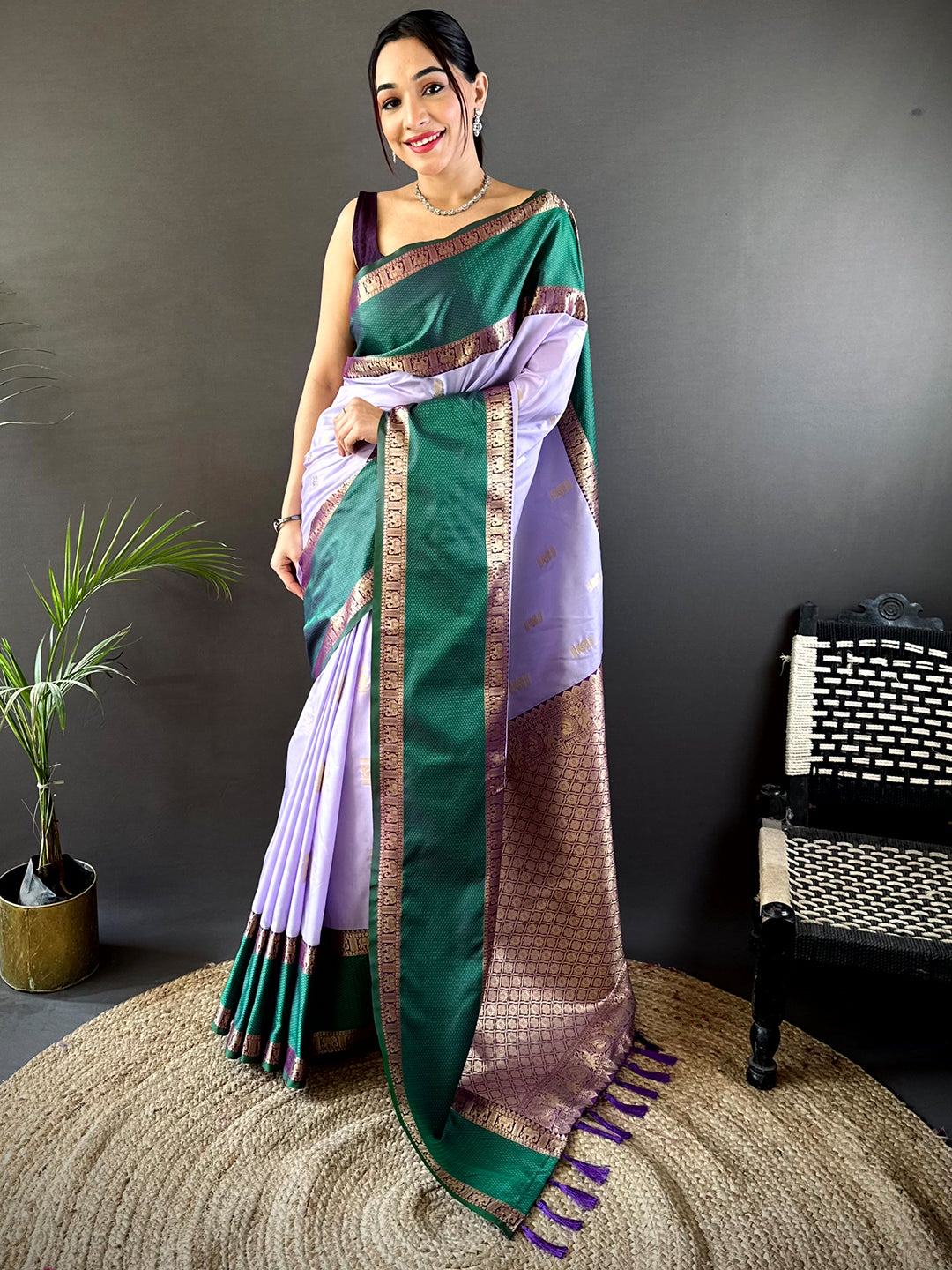 Lavender Gadhwal Pure Soft Silk Saree by My Store