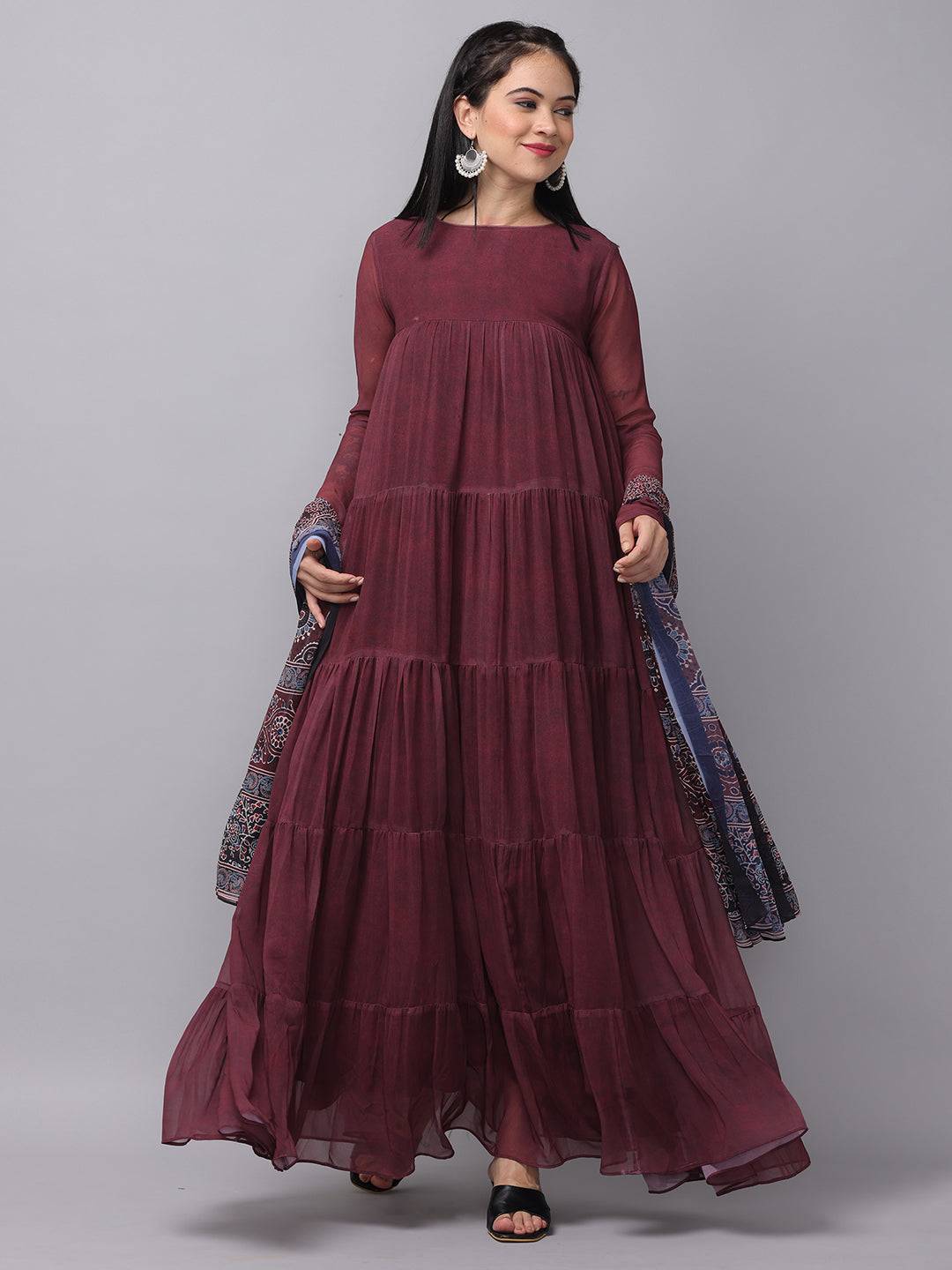 Mulberry Round Neck Long Dress by My Store