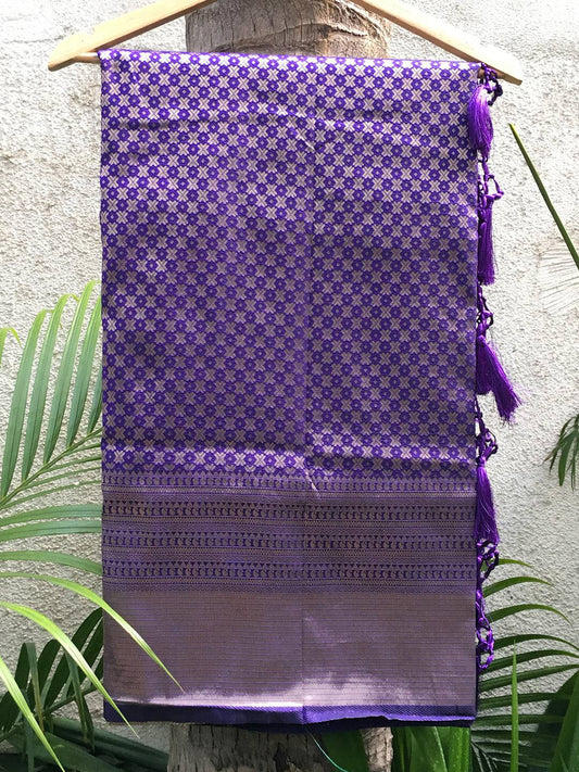 Kanjivaram Purple Silk Saree by My Store