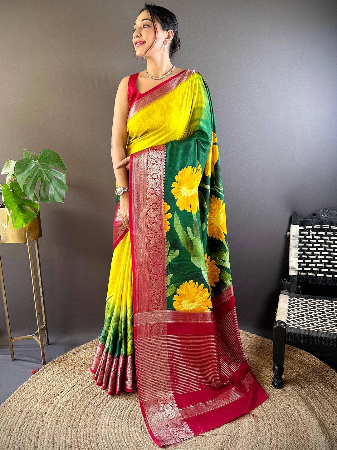 Majestic Zari Blossom Dola Silk Saree by My Store