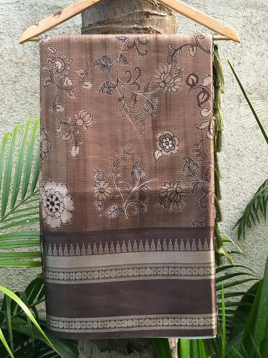 Mud Brown Kota Doriya Zari Pattu Border Saree by My Store