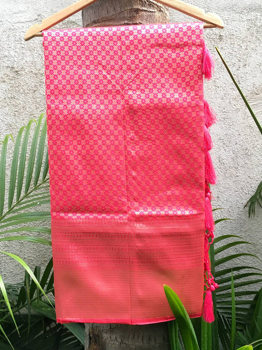 Kanjivaram Pink Silk Saree by My Store