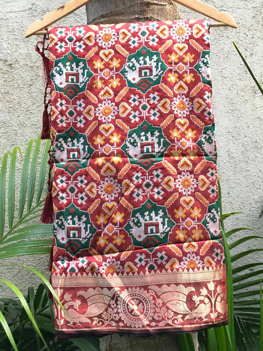 Pink Soft Silk Patola Weaving Saree by My Store