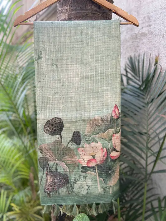 Beautiful Soft Kota Doriya Silk Saree With Floral Print