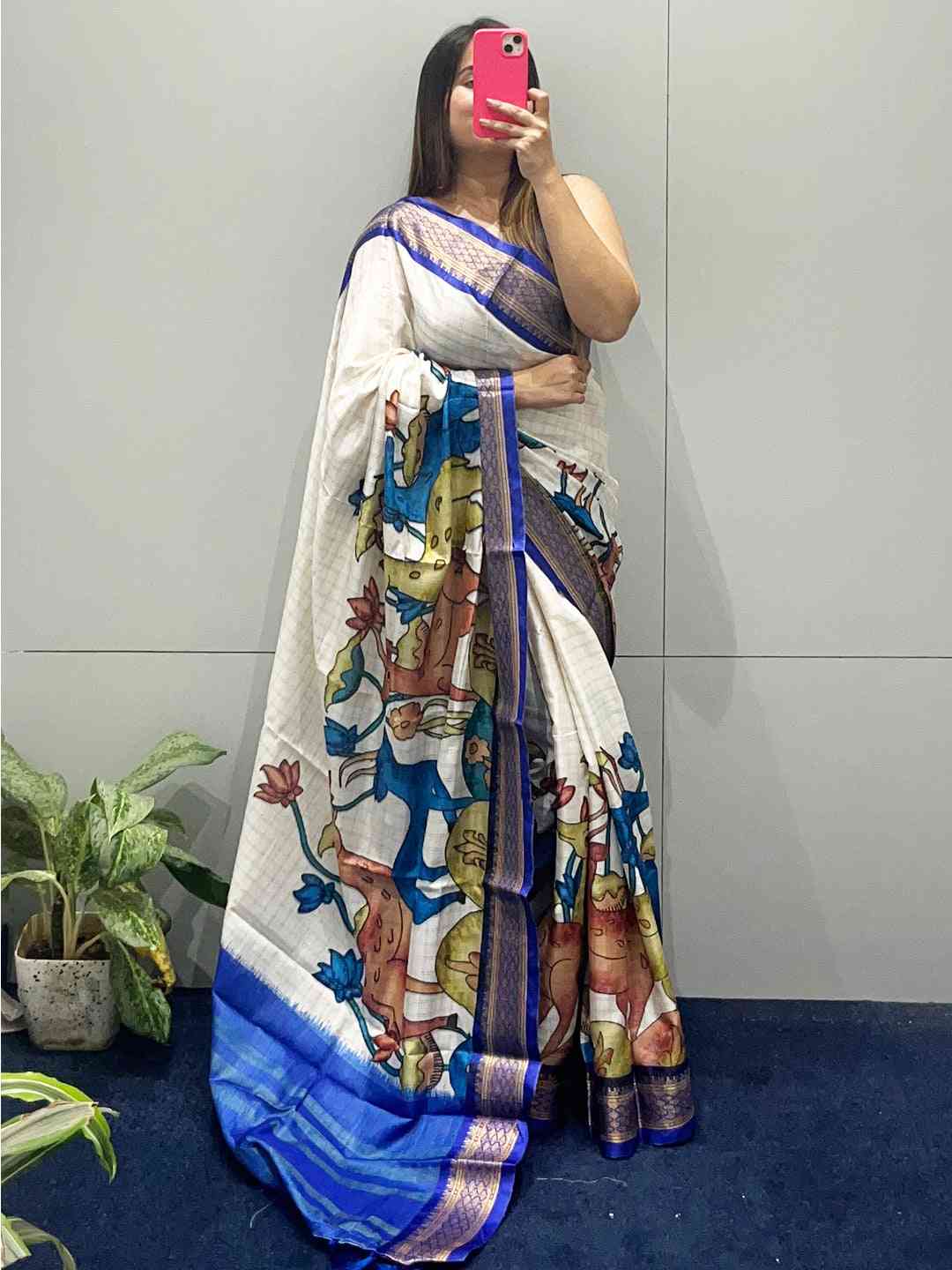 Uppada Silk Saree With Kalamkari Digital Print
